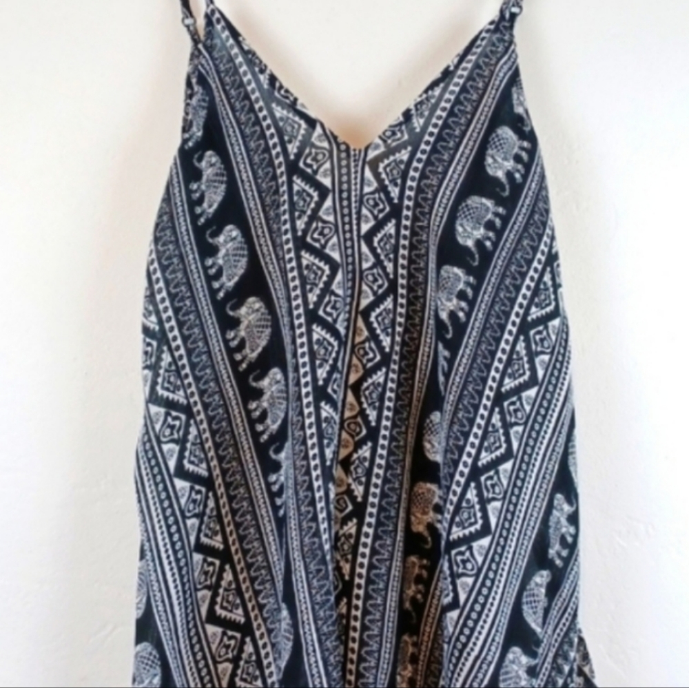 RUE 21 Black & White Batikesque Boho Maxi Hi Lo Dress